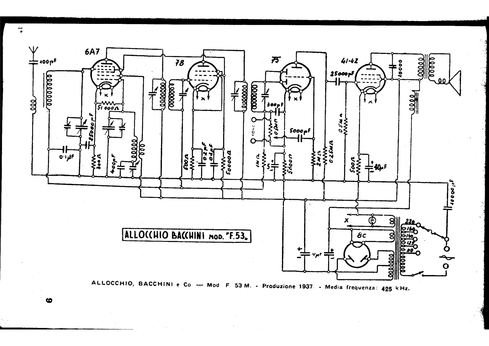 Allocchio Bacchini f53 schematic