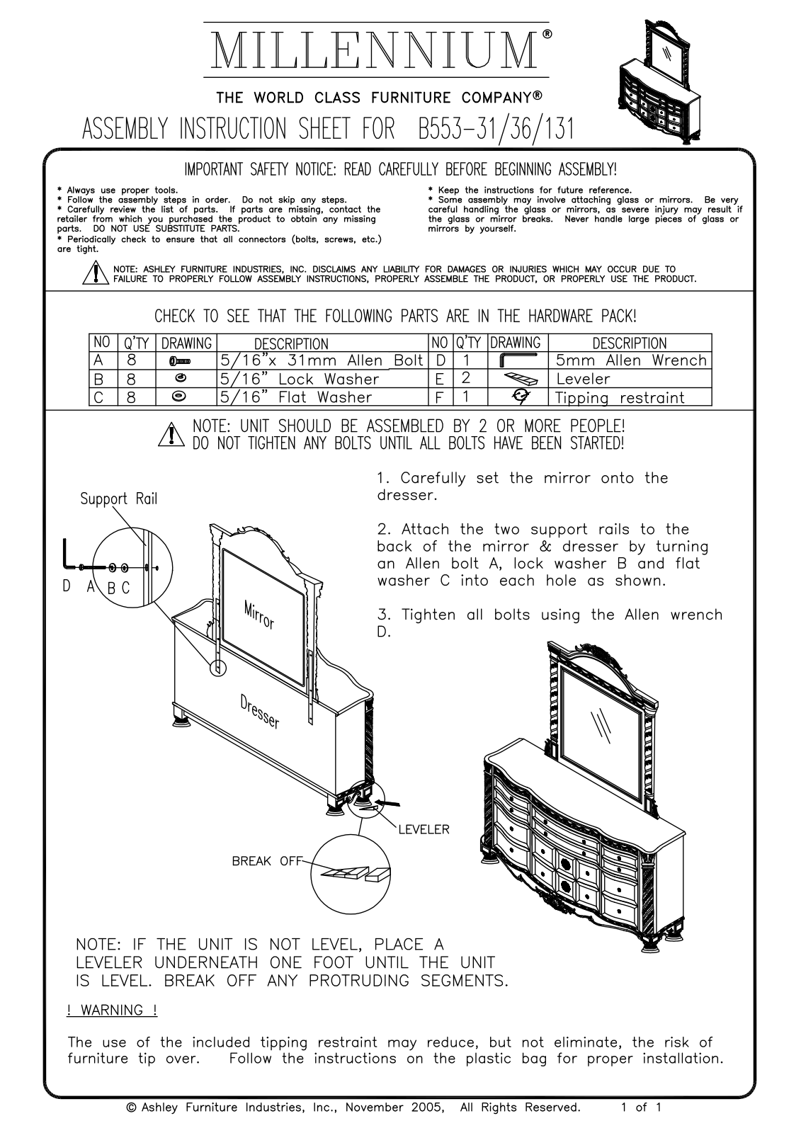 Millennium B553131, B55336 Assembly Guide