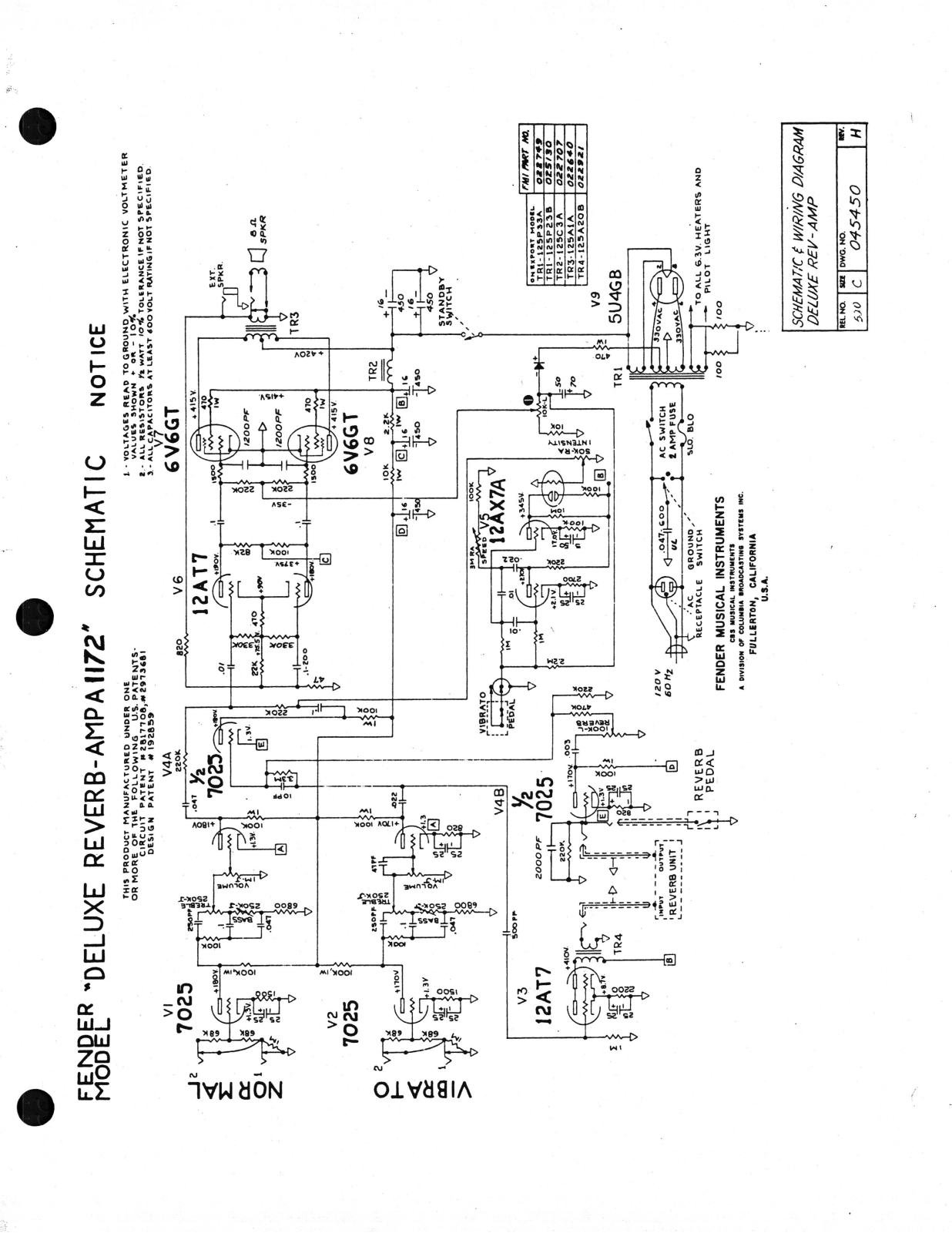 Fender Deluxe-A1172 Schematic