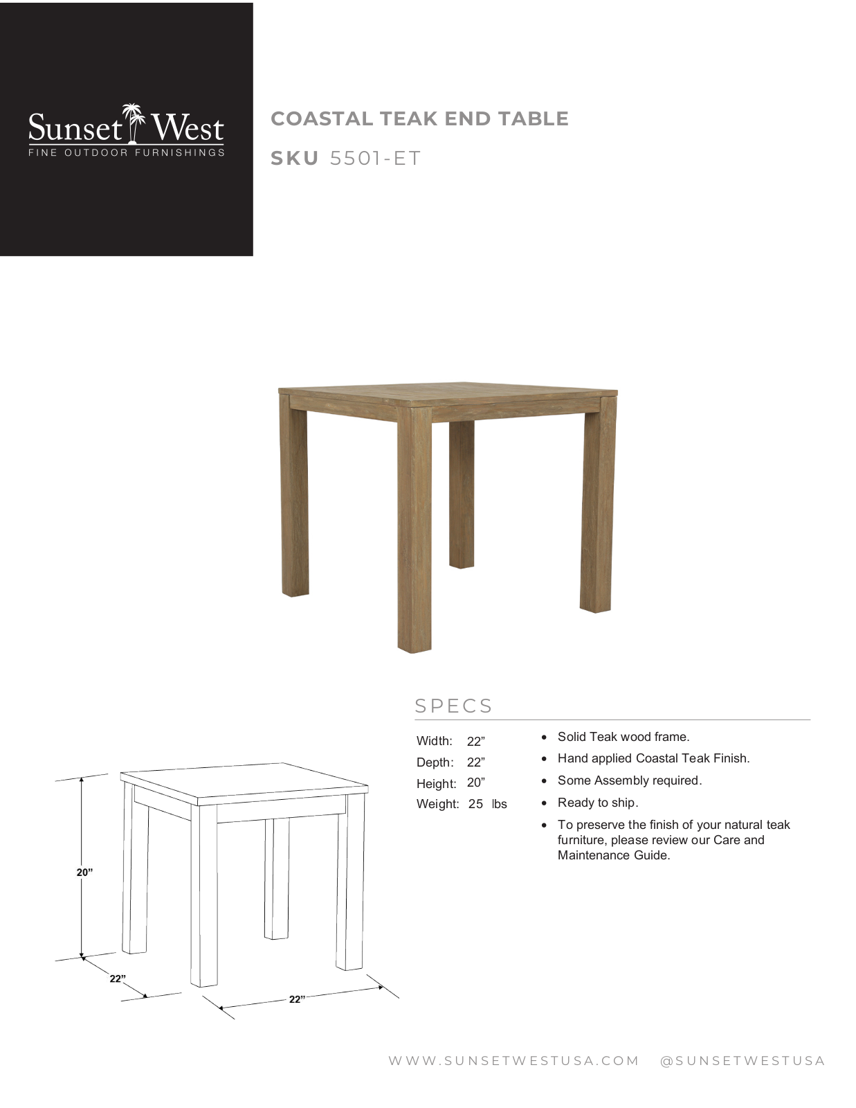 Sunset West XSW10091 Specifications - ManualMachine.com