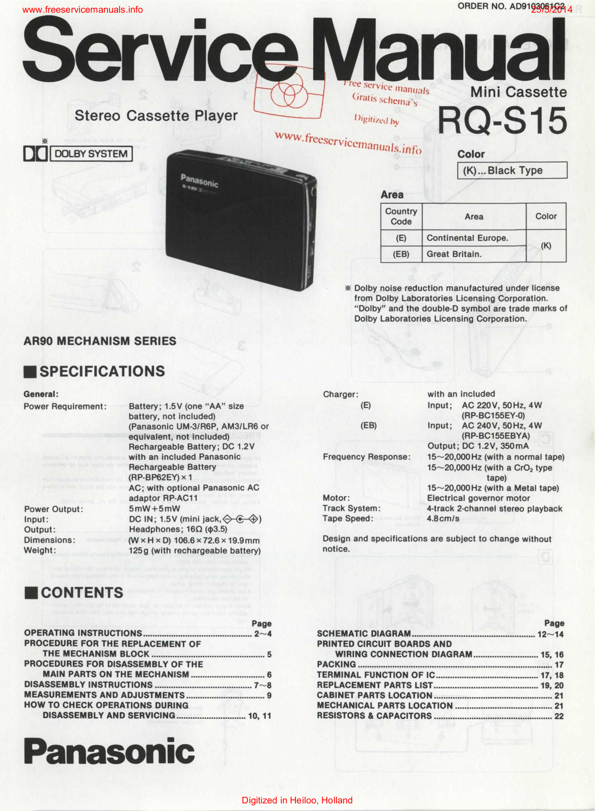 Panasonic RQ-S15 Service Manual