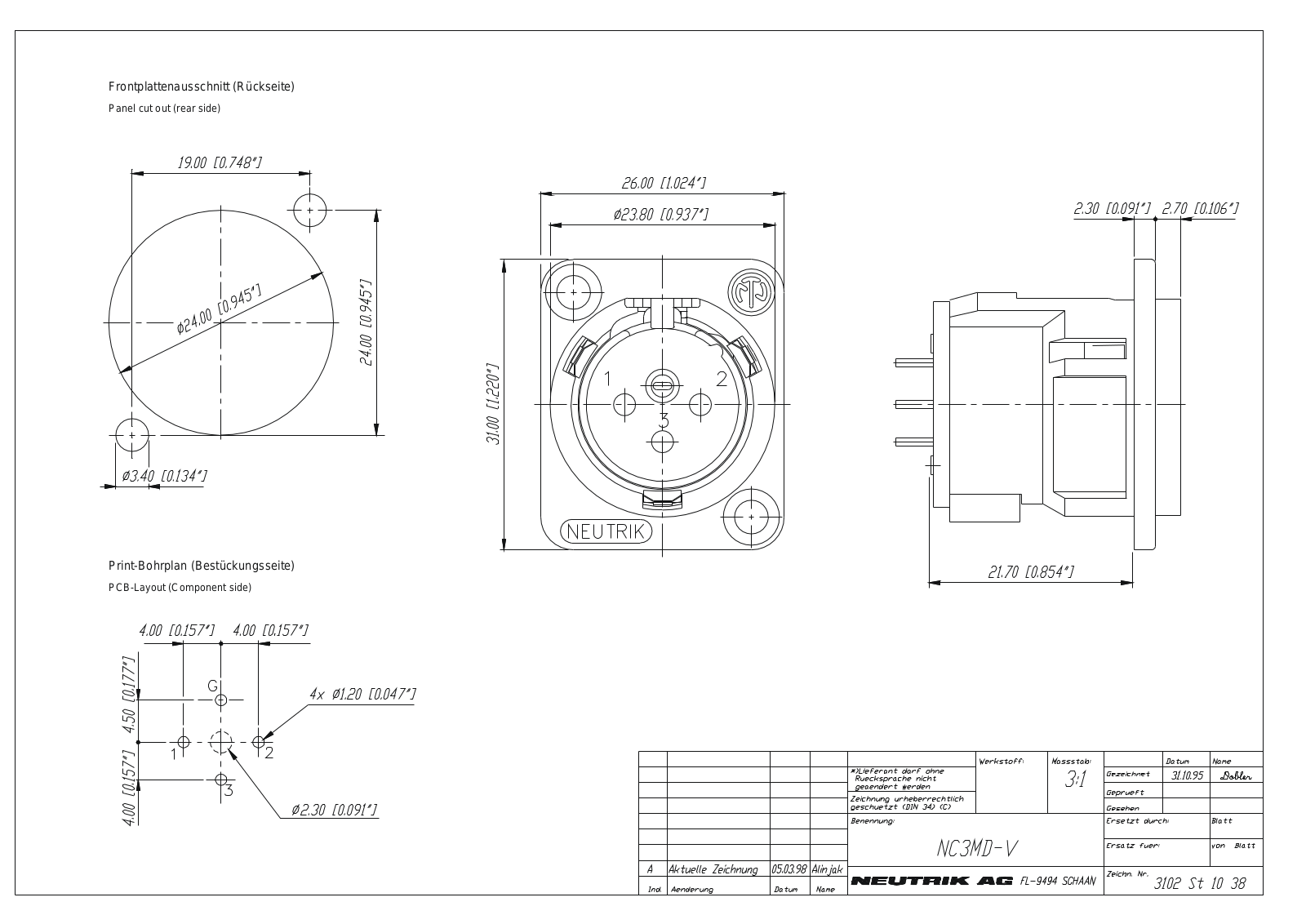 Neutrik NC3MD-V User Manual