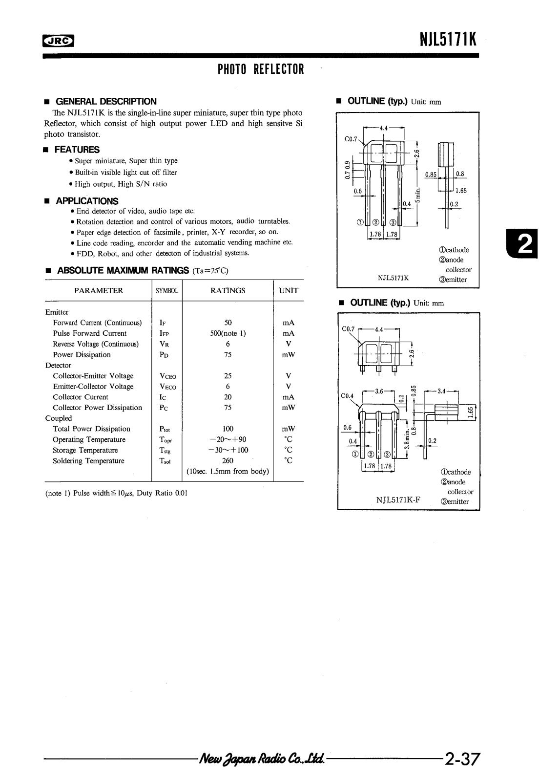 JRC NJL5171K-F, NJL5171K Datasheet