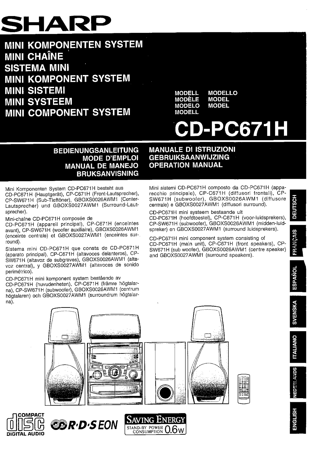 Sharp CD-PC671H User Manual