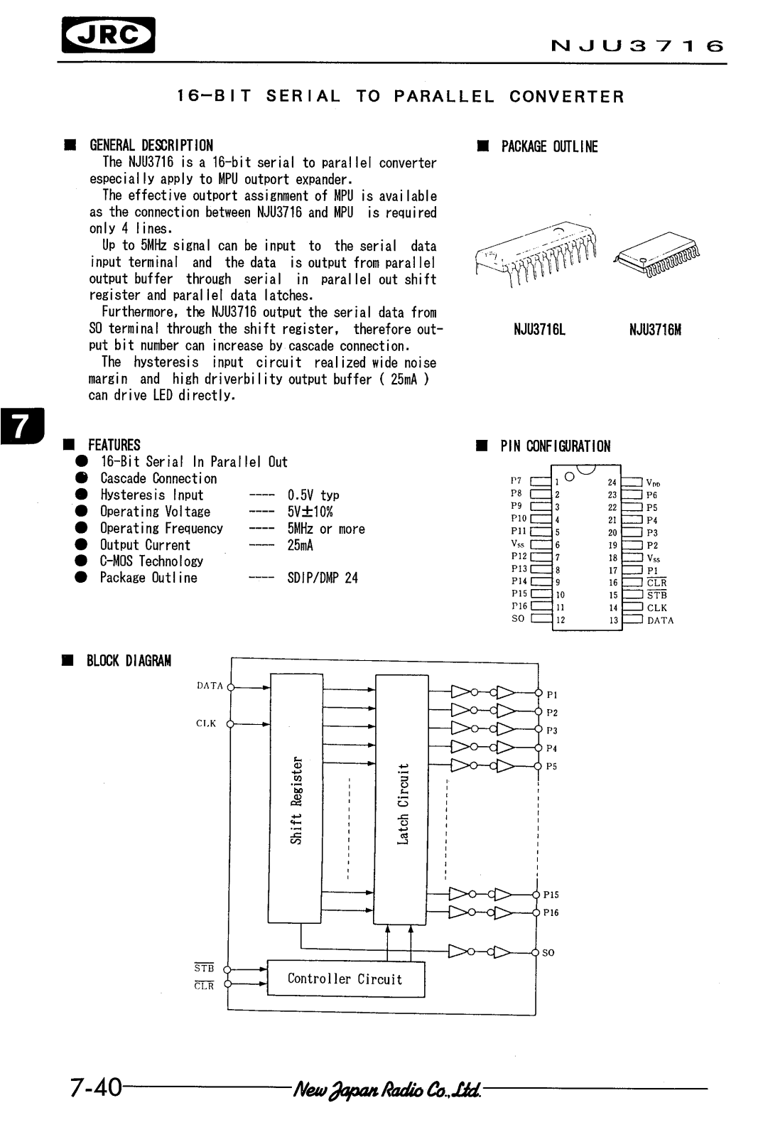 JRC NJU3716M, NJU3716L Datasheet