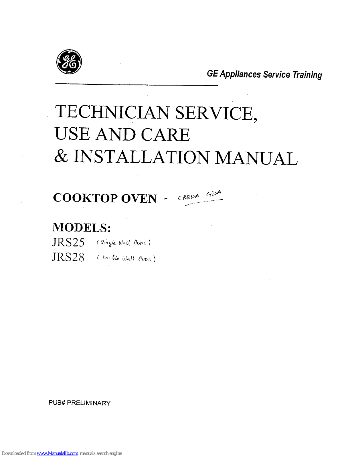 GE JRS25, JRS28 Technical & Service Manual