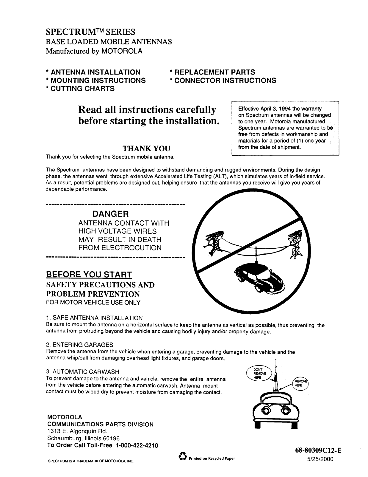 Motorola 92FT1628 Users Manual