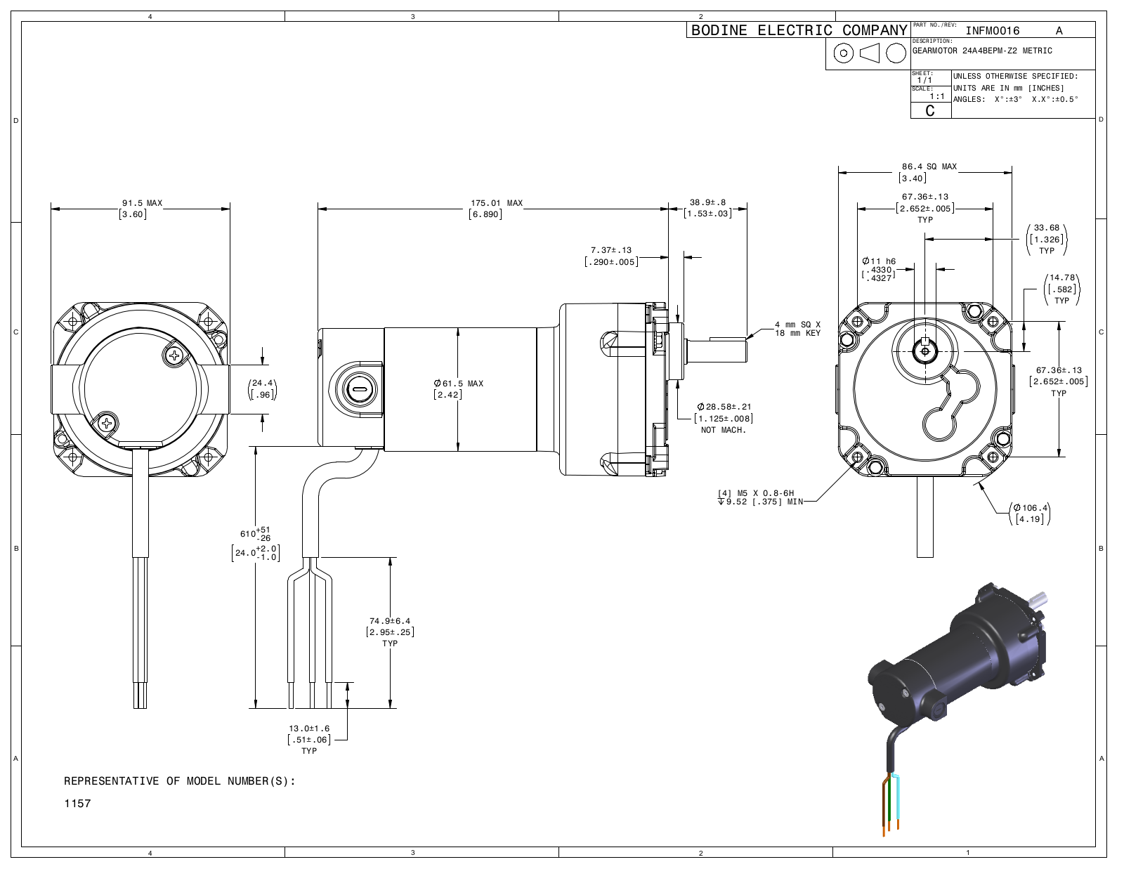 Bodine 1157 Reference Drawing