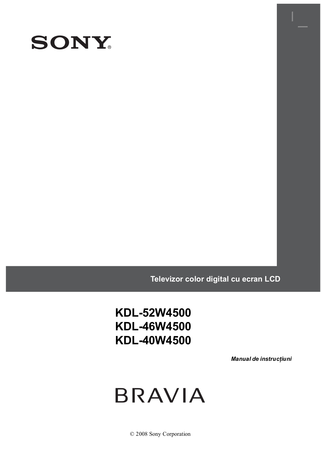 Sony KDL-40W4500, KDL-52W4500, KDL-46W4500 User Manual