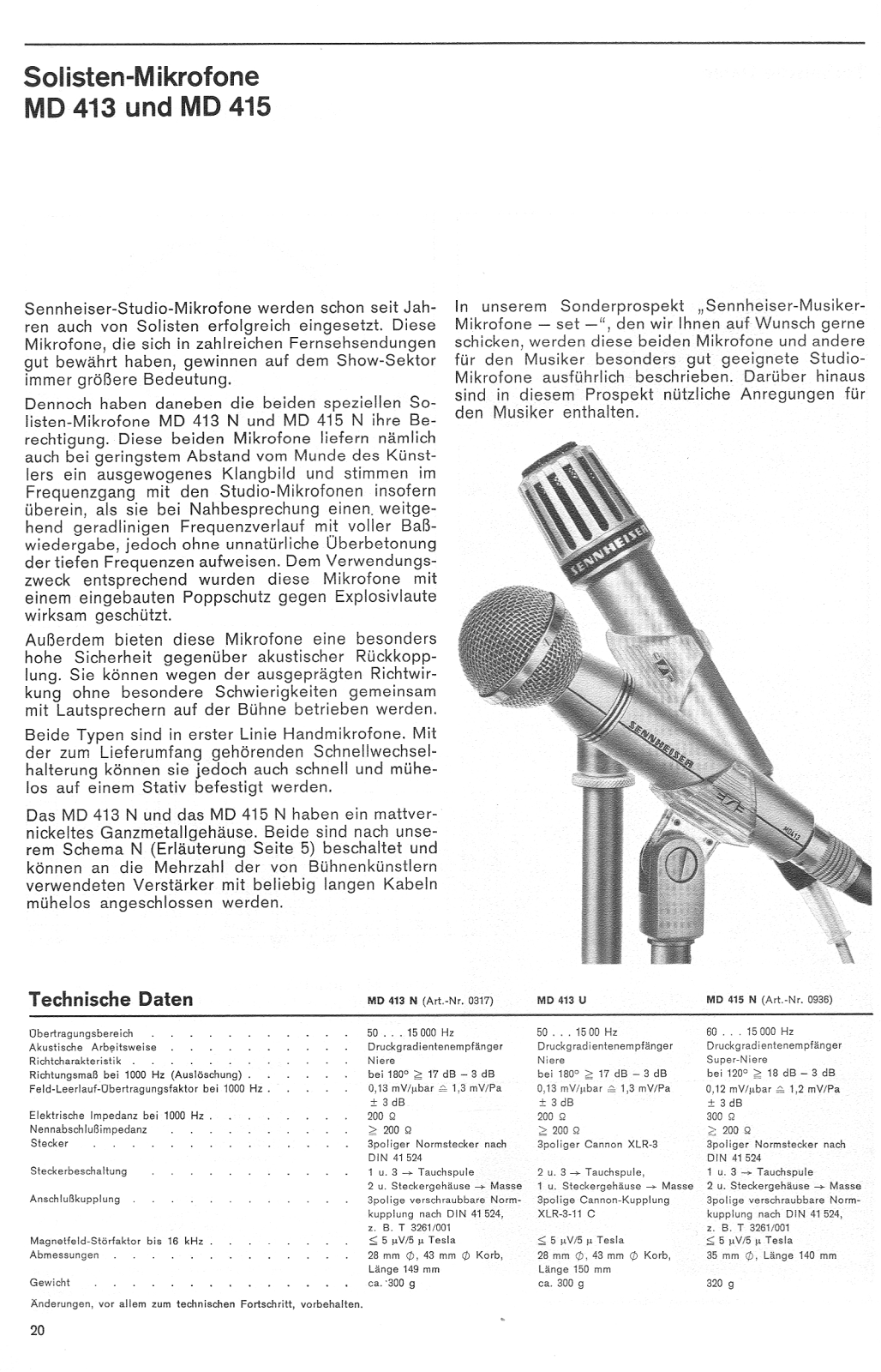 Sennheiser MD 413, MD 415 Instruction Manual