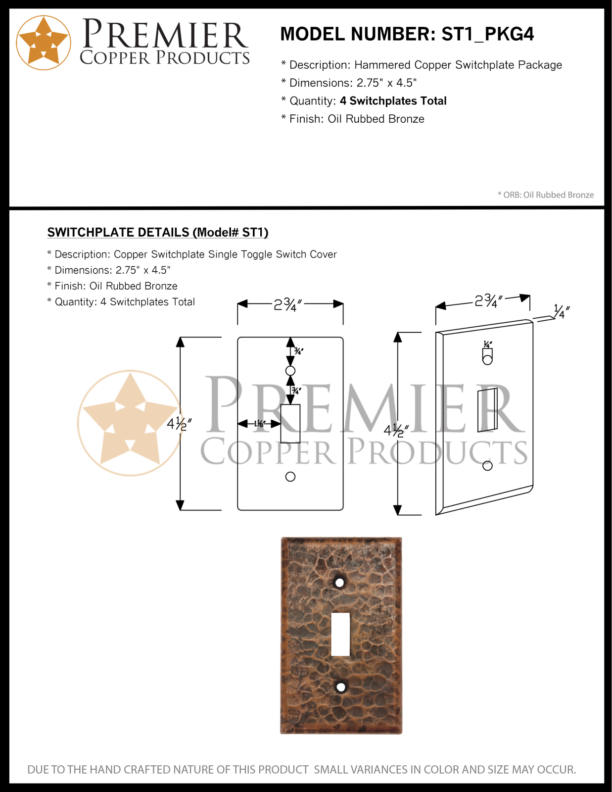 Premier Copper Products IER1744 Specifications - ManualMachine.com