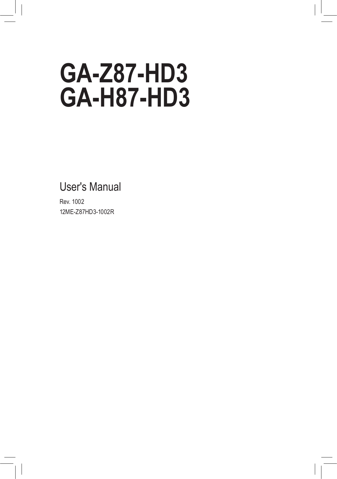 Gigabyte GA-H87-HD3, GA-Z87-HD3 User Manual