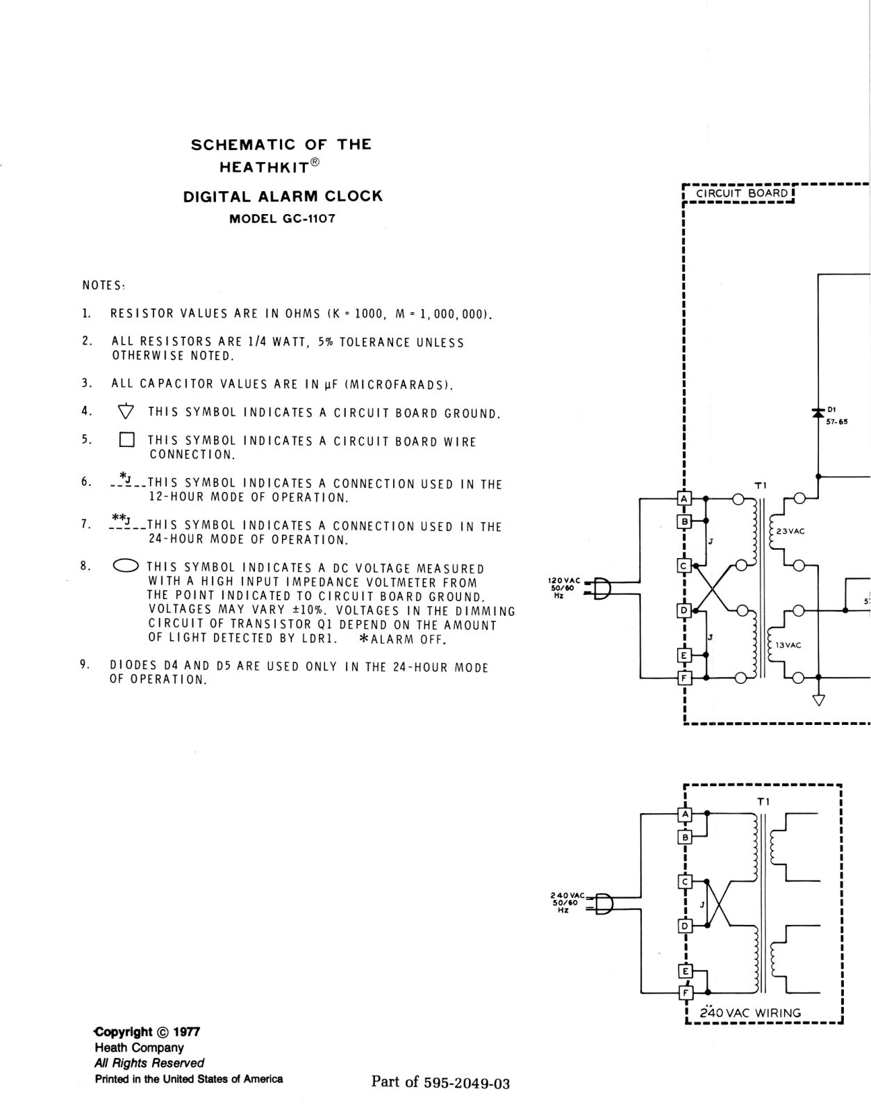 Heath Company GC-1107 Schematic