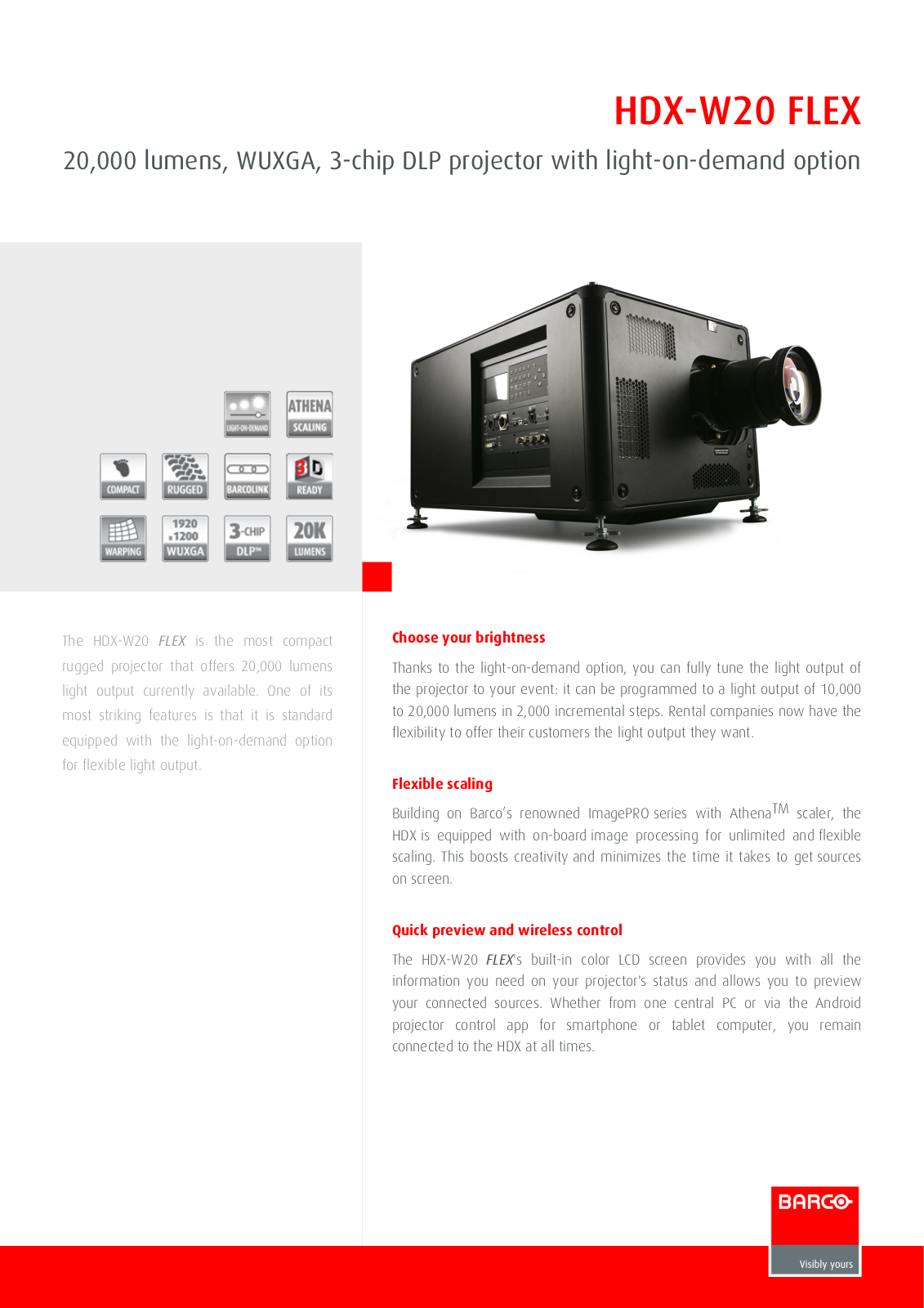 Barco HDX-W20 FLEX Product Sheet