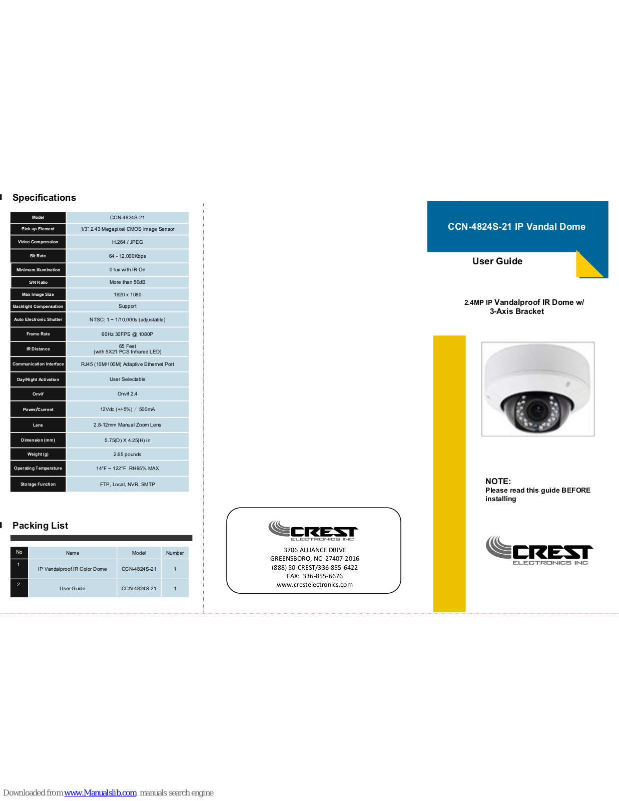 Crest Electronics CCN-4824S-21 User Manual - ManualMachine.com