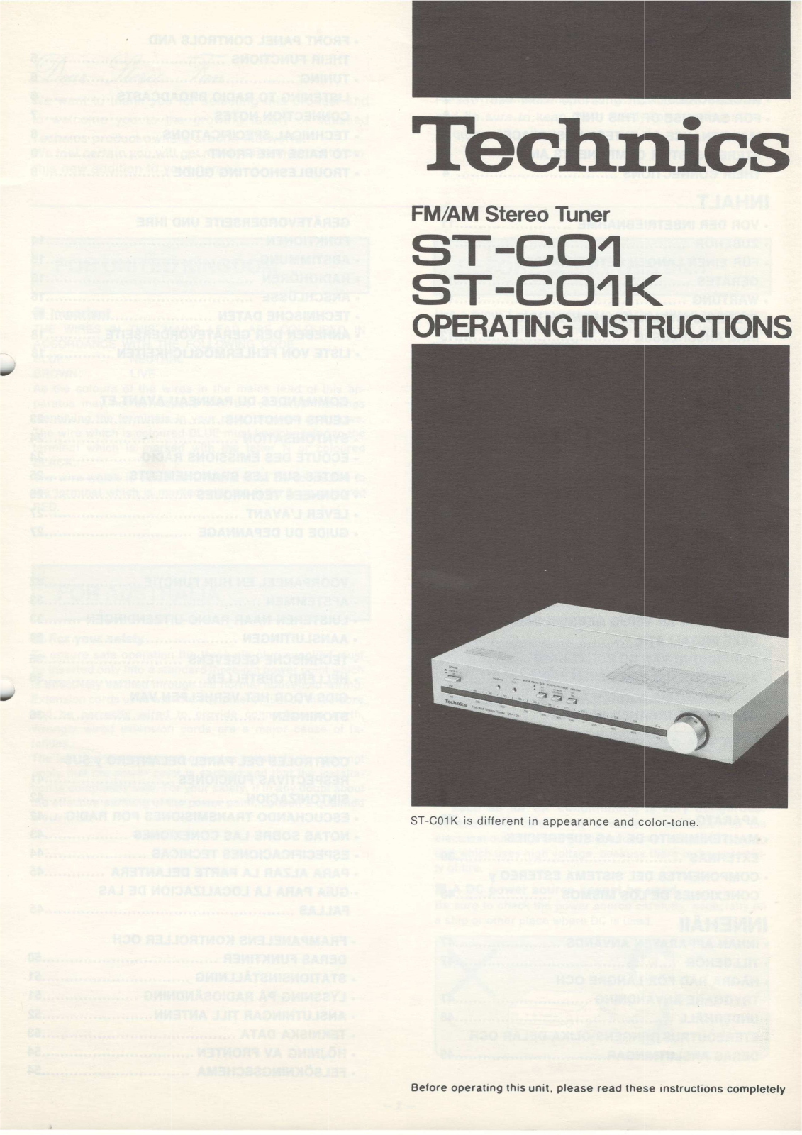 Technics ST-C-01-K Owners Manual