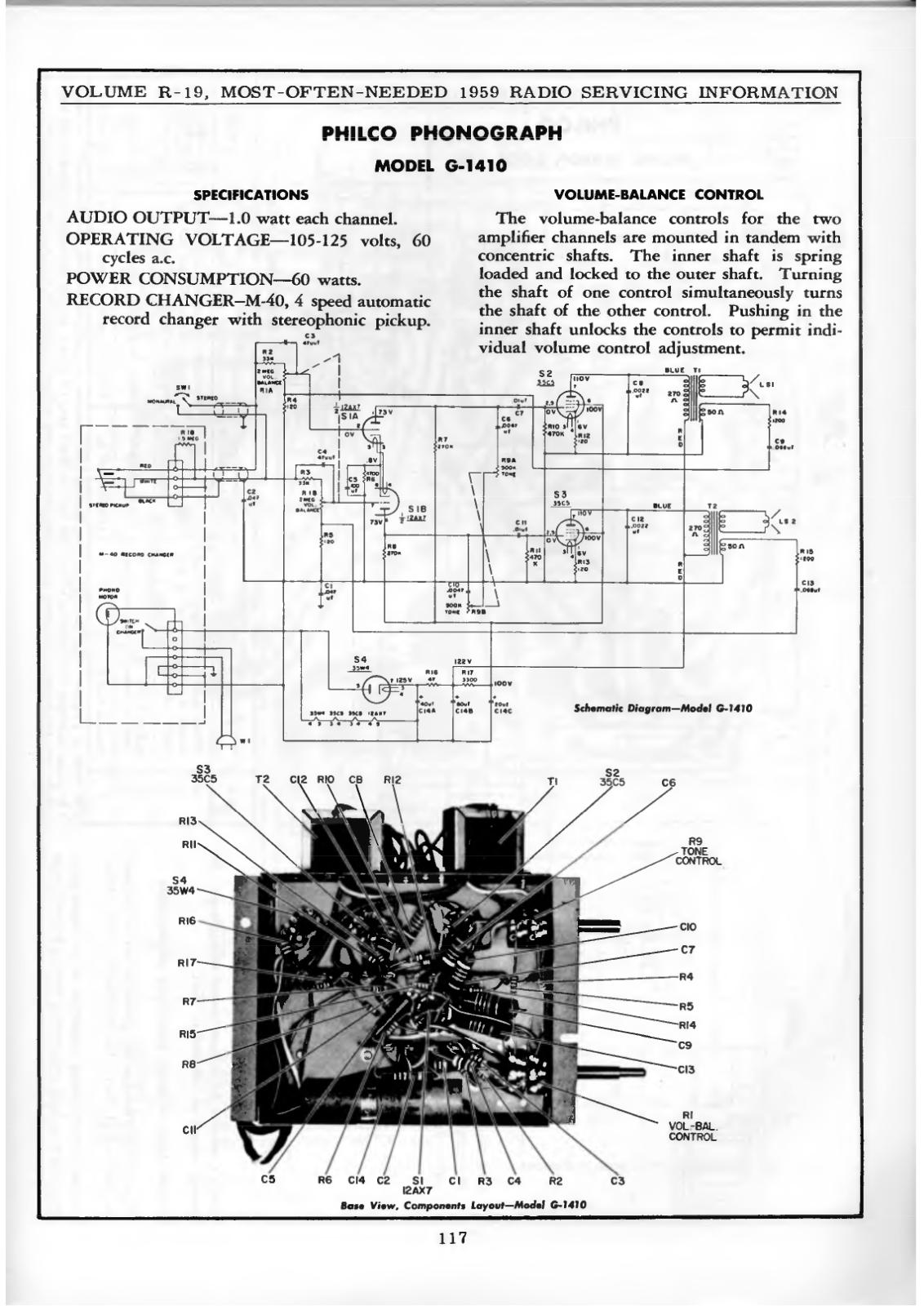 Philco G-1410 Schematic