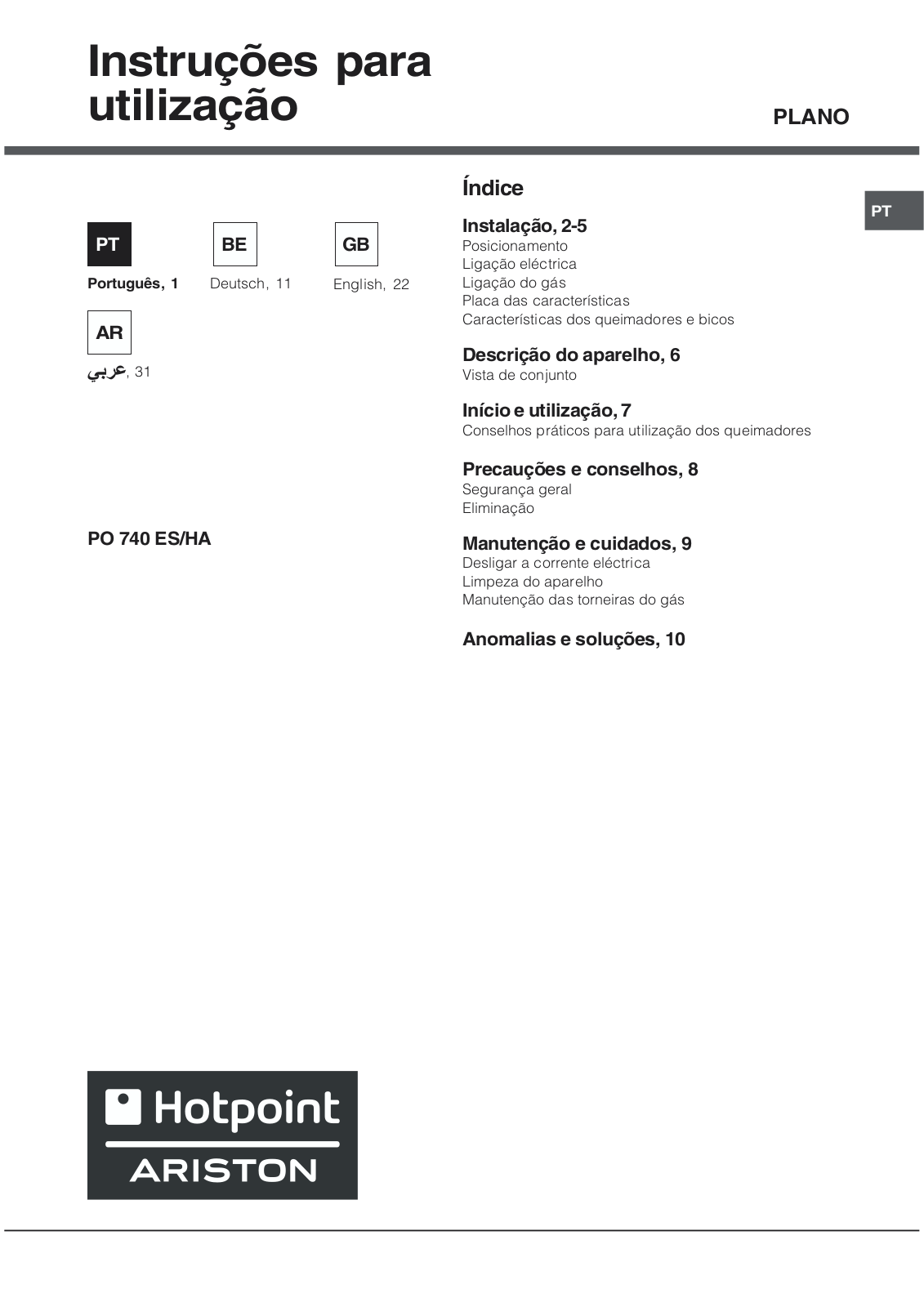 Hotpoint PO 740 ES User Manual