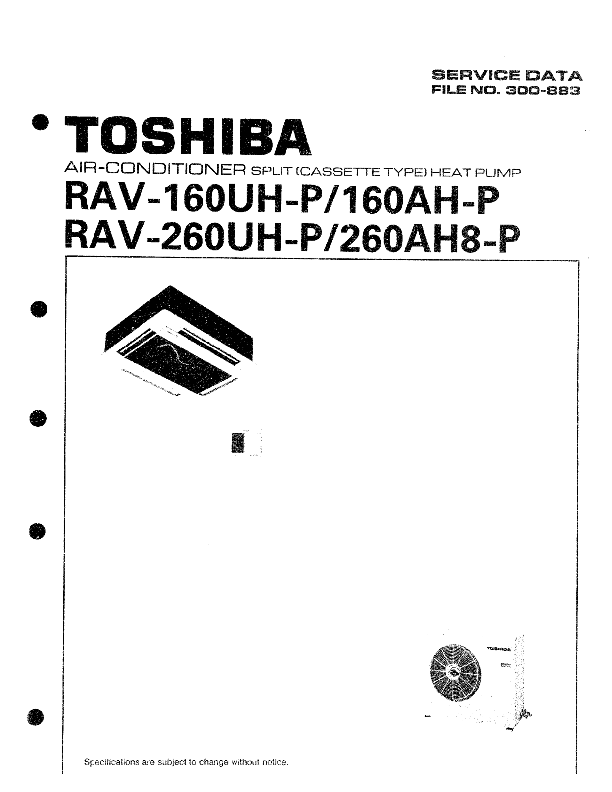 Toshiba RAV-260UH-P, RAV-260AH8-P, RAV-160UH-P SERVICE MANUAL