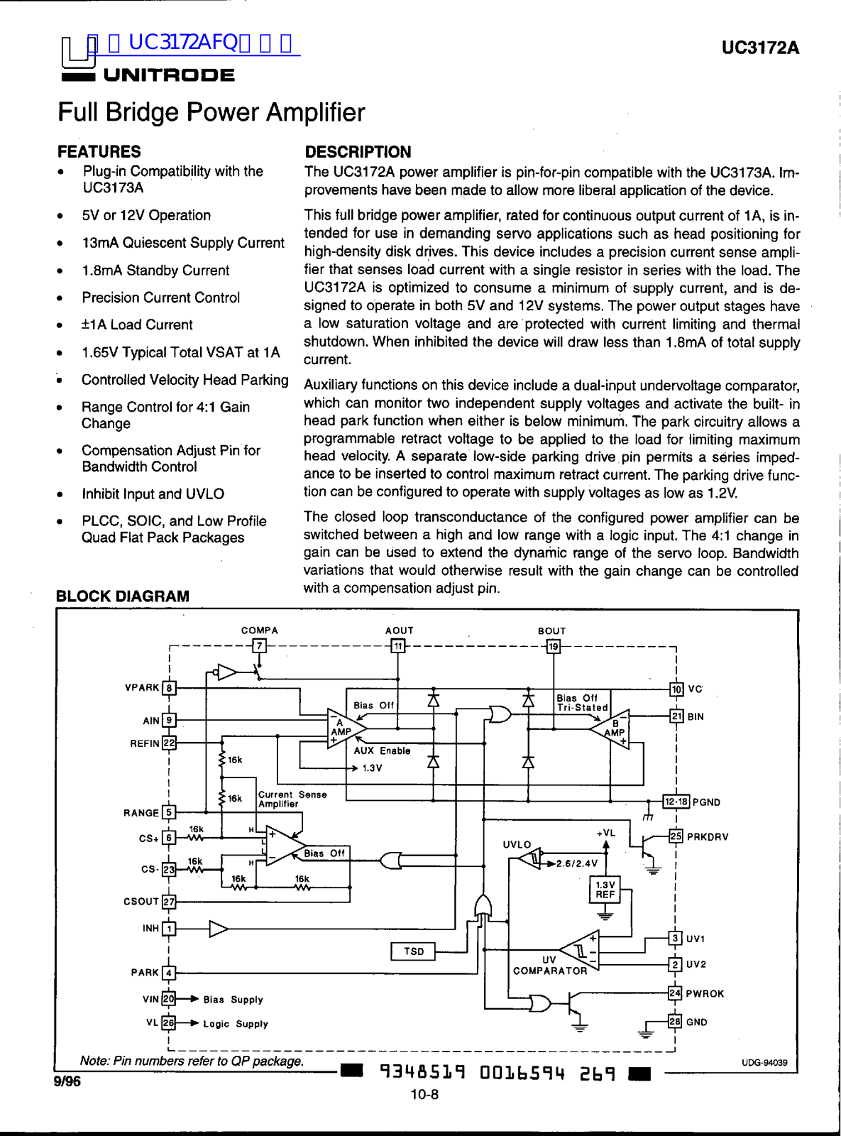 UNITRODE UC3172A Technical data