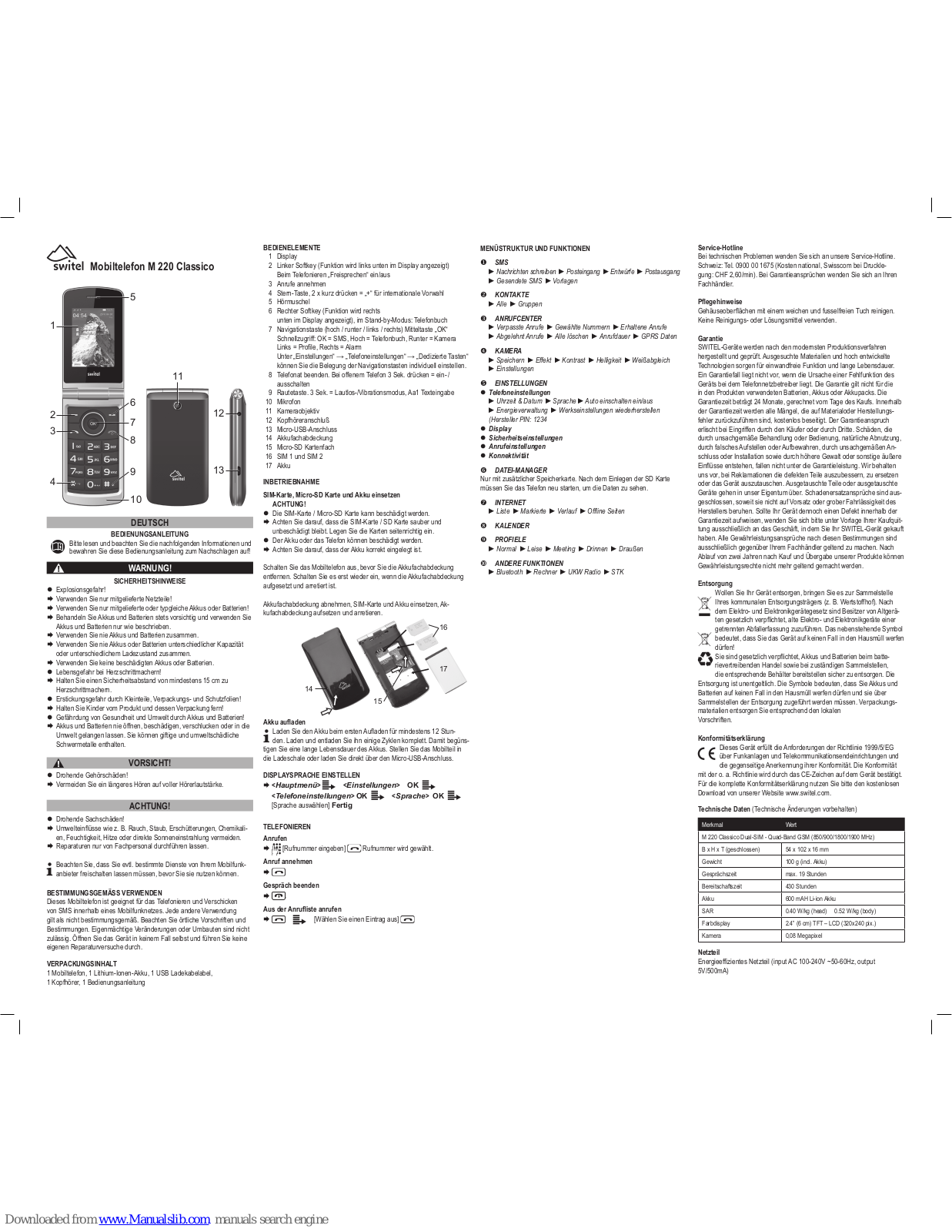 switel m220 classico, M 800 Operating Instruction - ManualMachine.com
