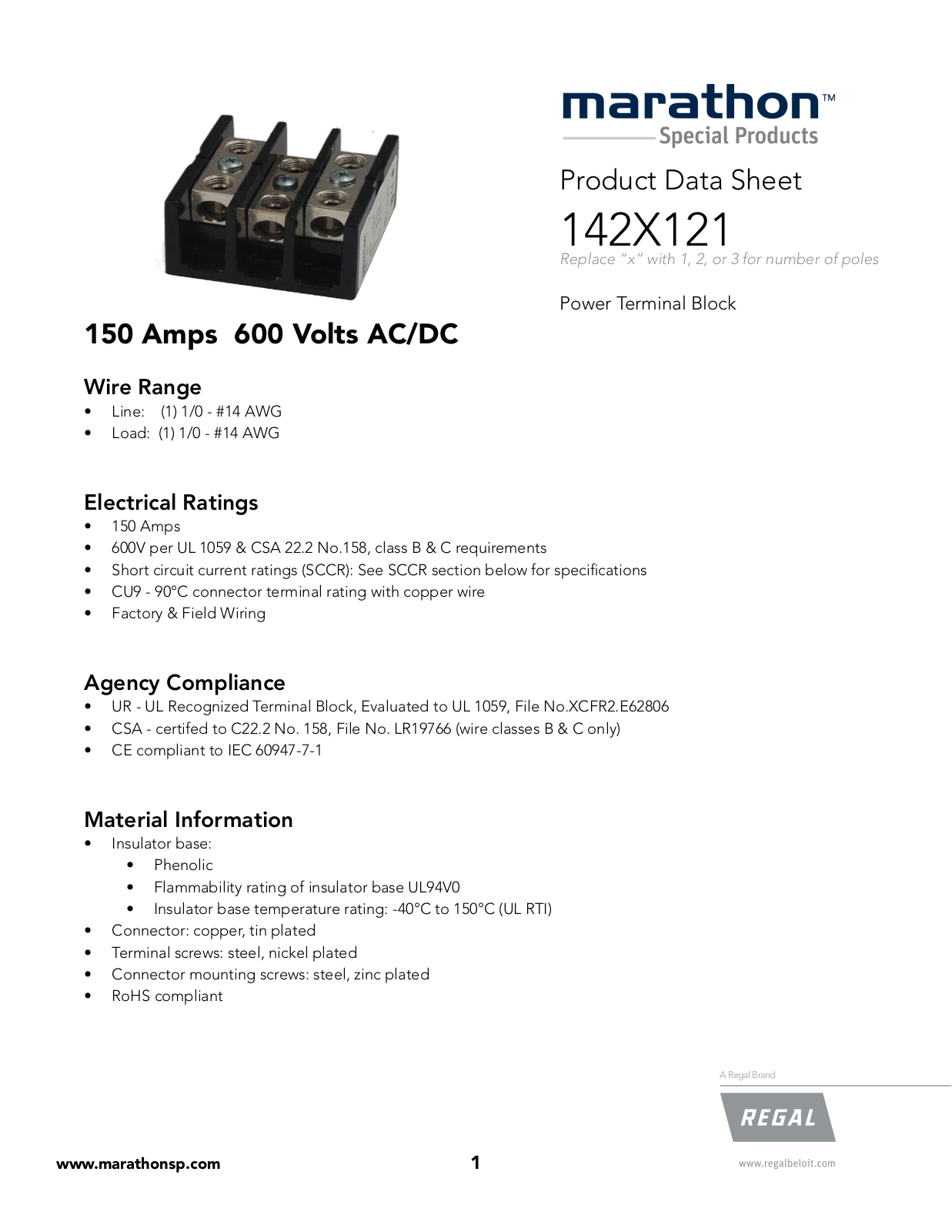 Marathon Special Products 142X121 Data Sheet