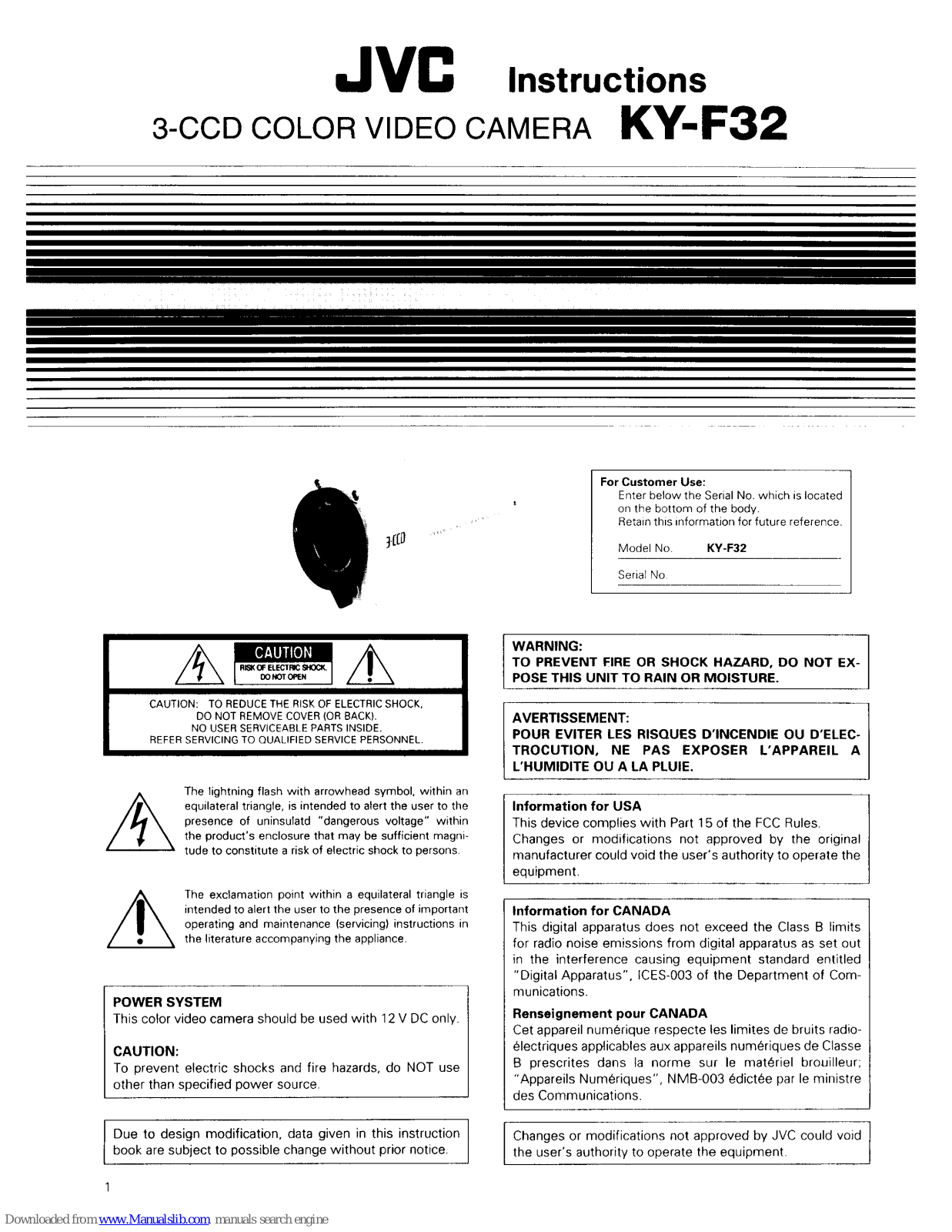 JVC KY-F32 Instructions Manual