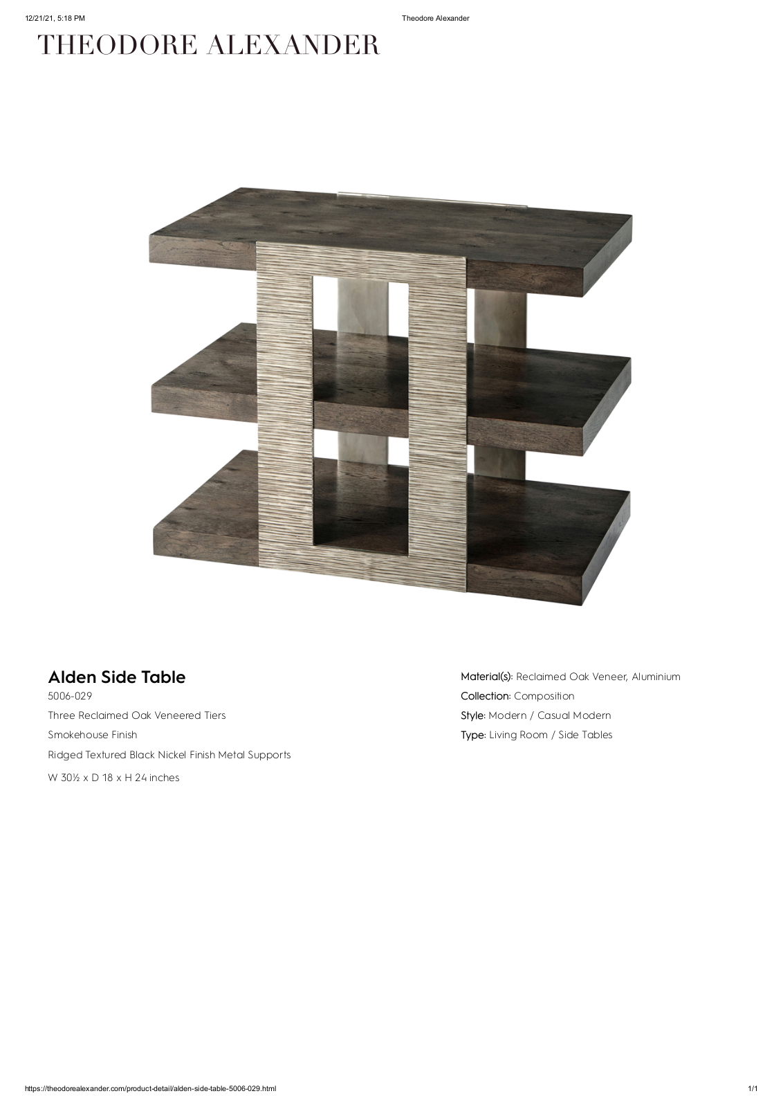 Theodore Alexander FPLJ3265 Specifications - ManualMachine.com