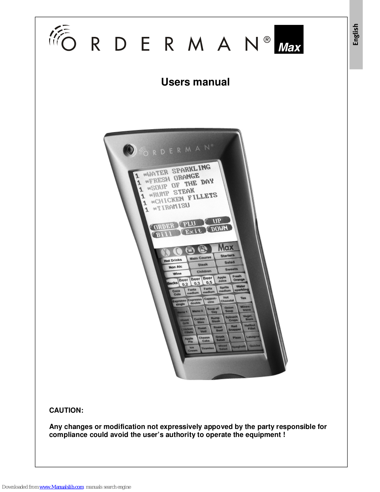 Orderman Max User Manual