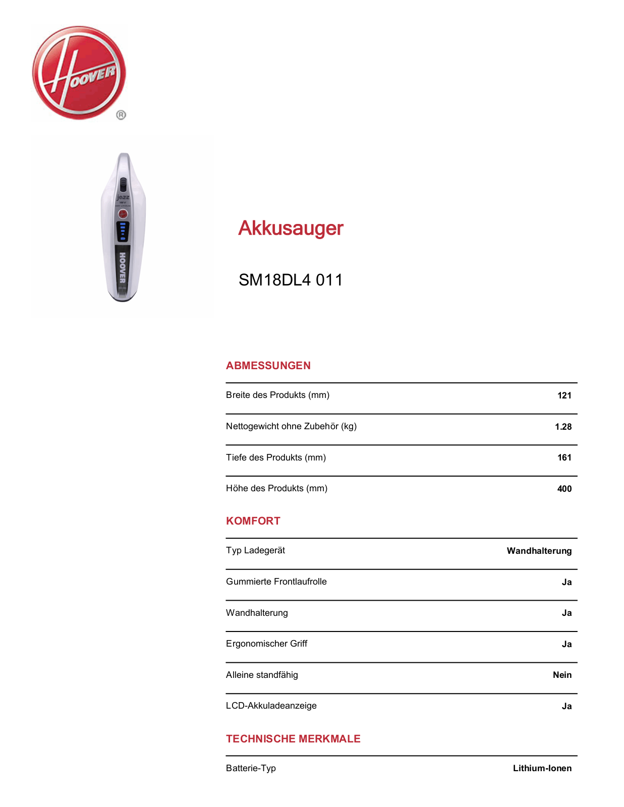 Hoover SM18DL4 011 Service Manual