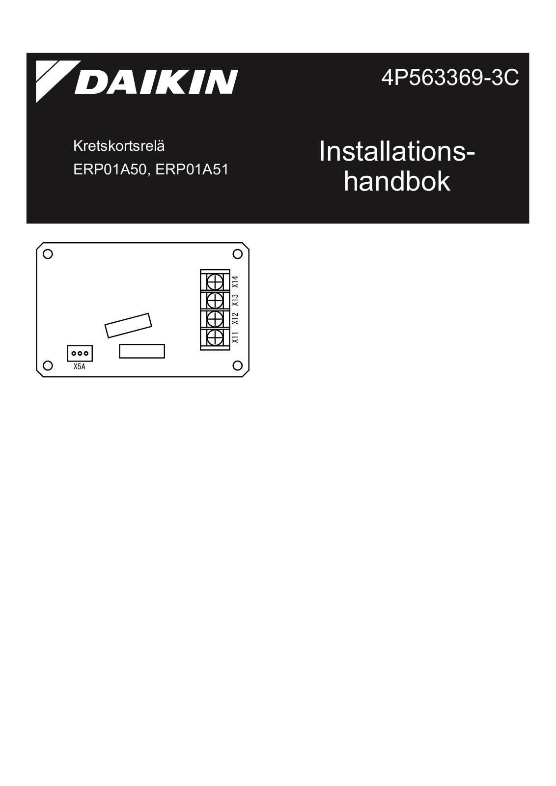 Daikin ERP01A50, ERP01A51 Installation manuals