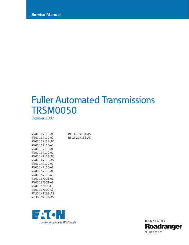 Eaton Transmission RTLO-18918B-AS Service Manual