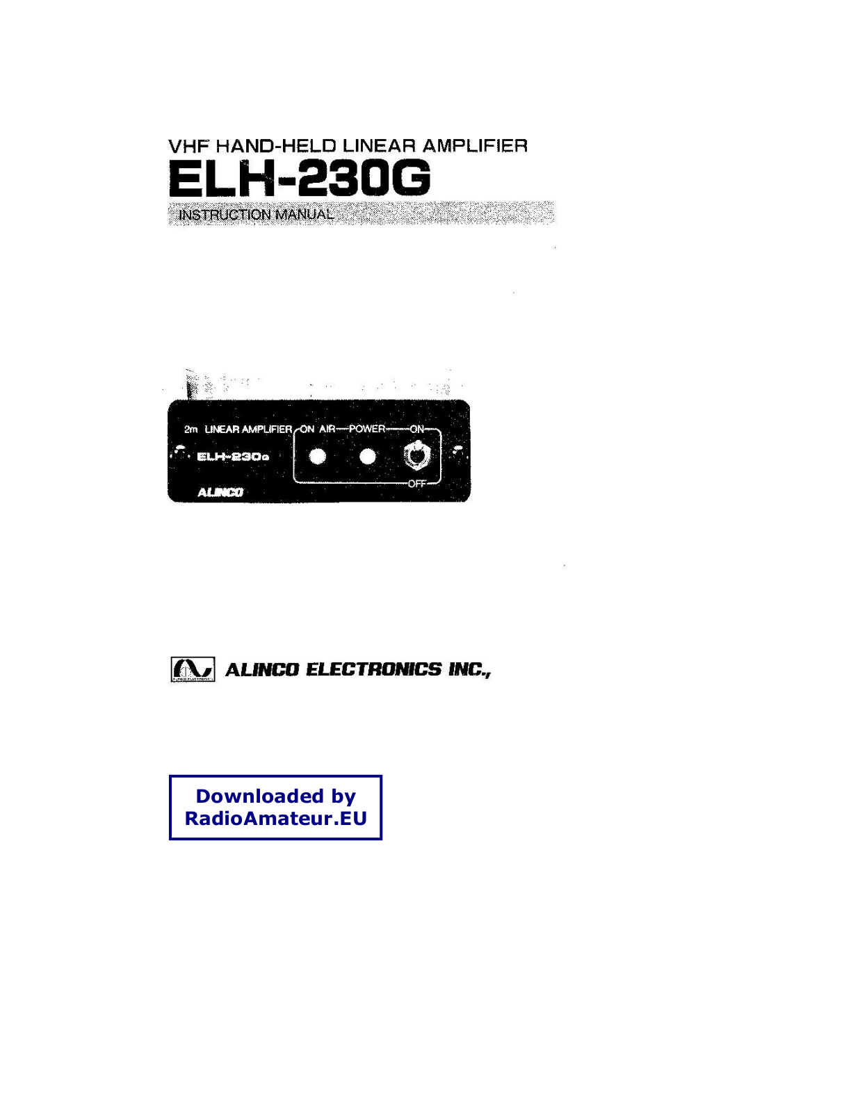 Alinco ELH-230G User guide