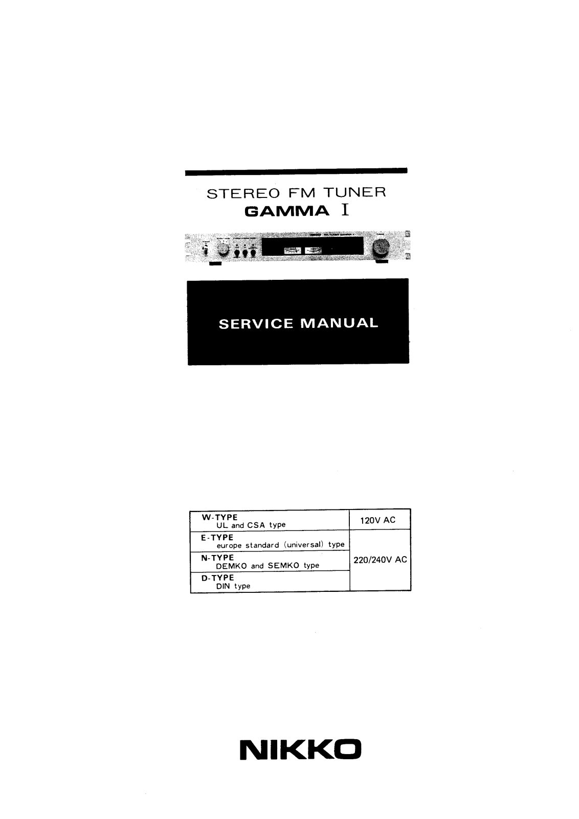 Nikko Gamma-1 Service Manual