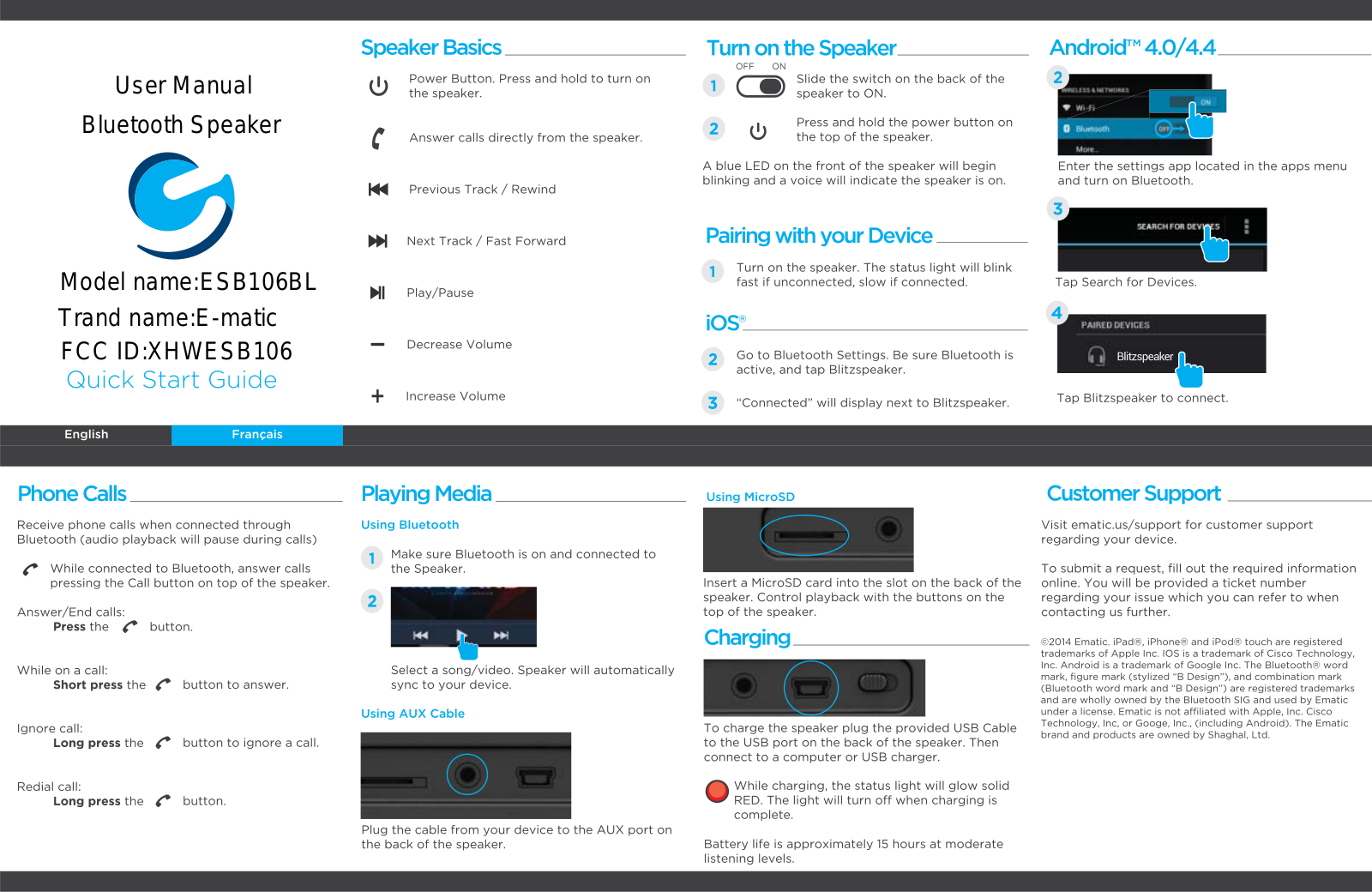 E matic ESB106 Users Manual