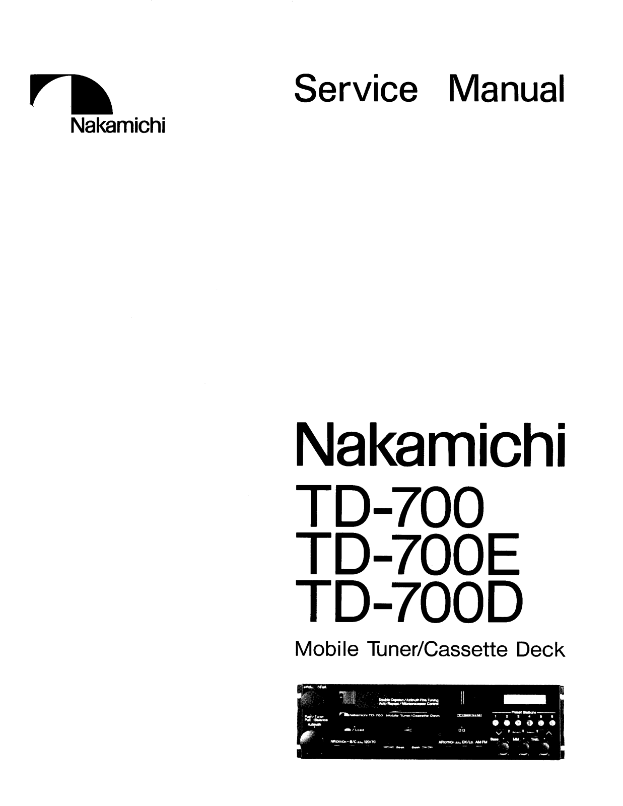 Nakamichi TD-700 Service manual