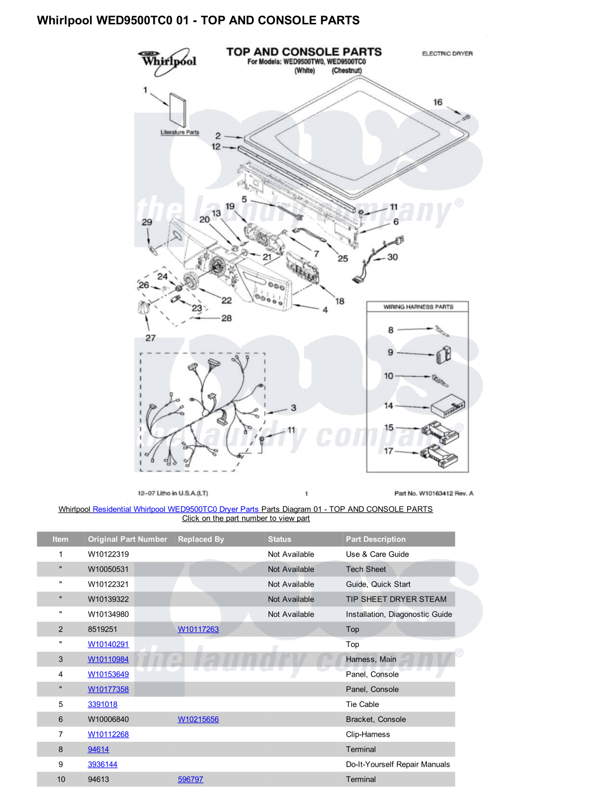 Whirlpool WED9500TC0 Parts Diagram