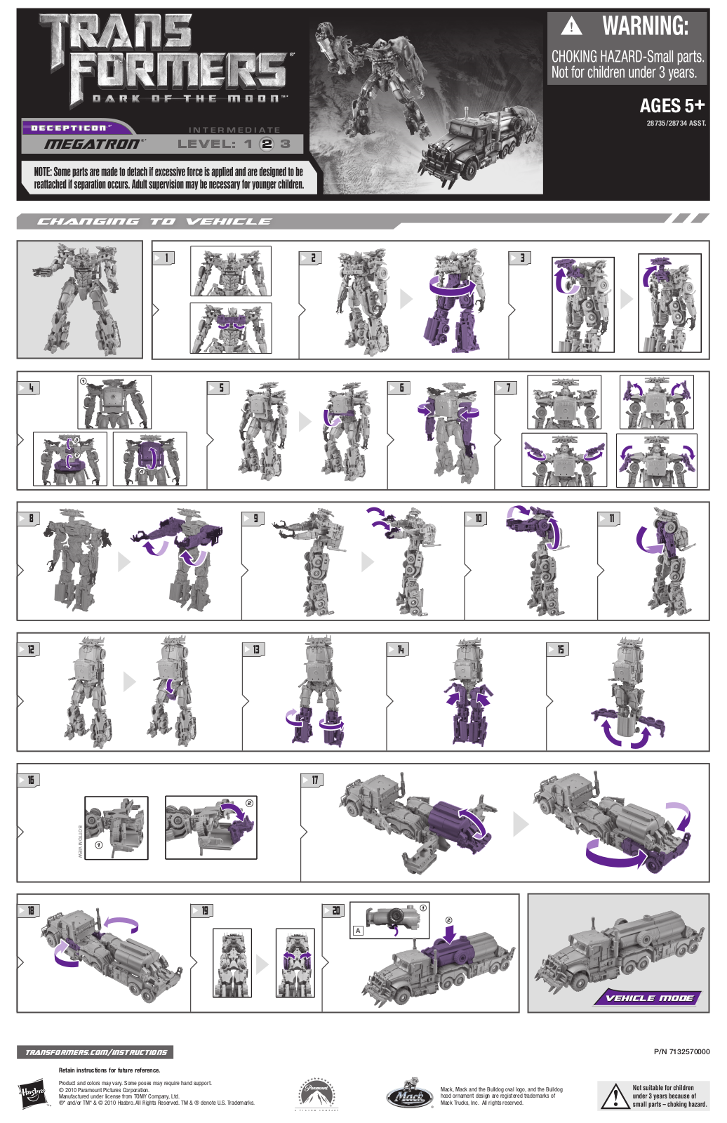 HASBRO TRANSFORMERS MECHTECH Voyager Class MEGATRON User Manual