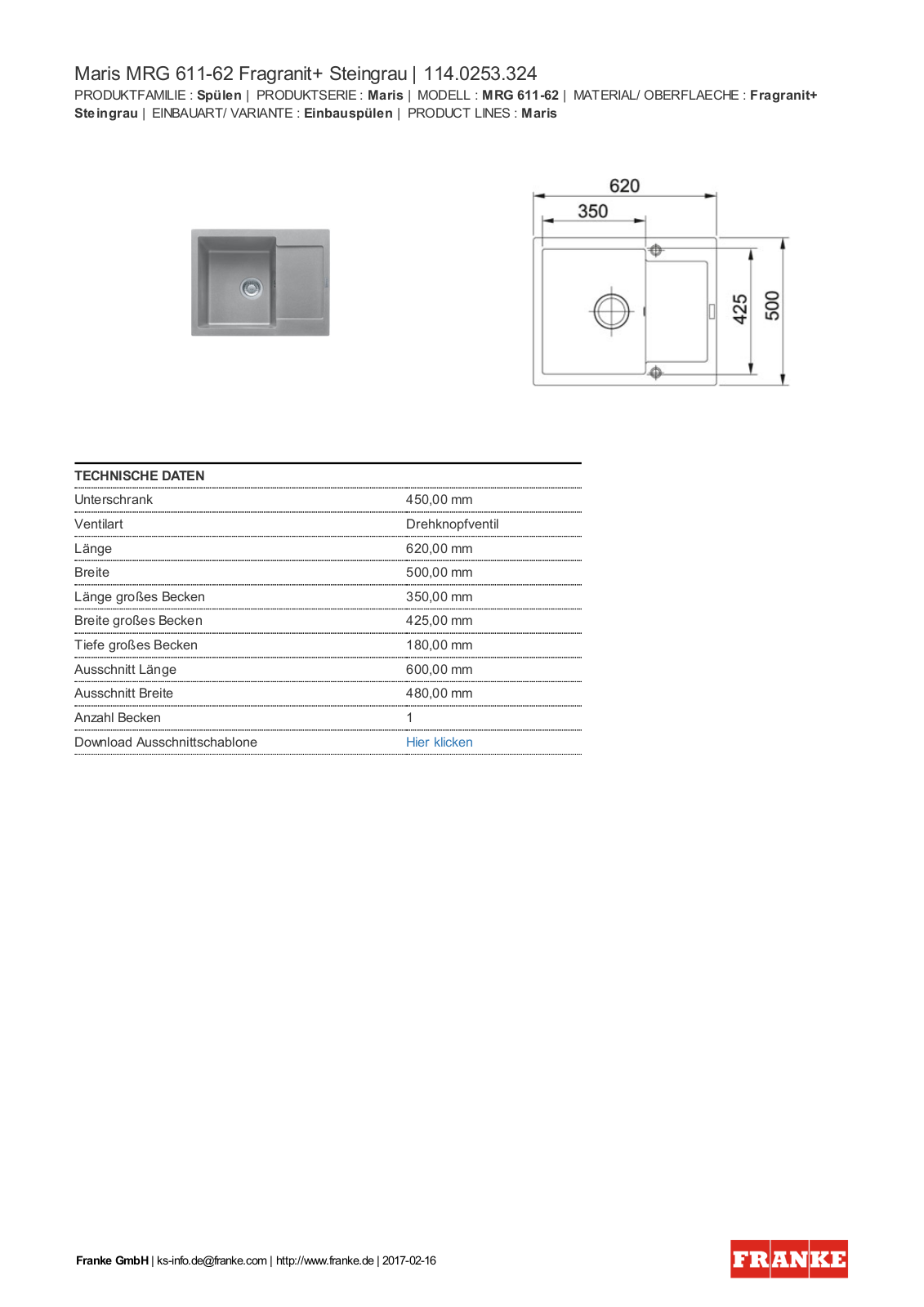 Franke 114.0253.324 Service Manual