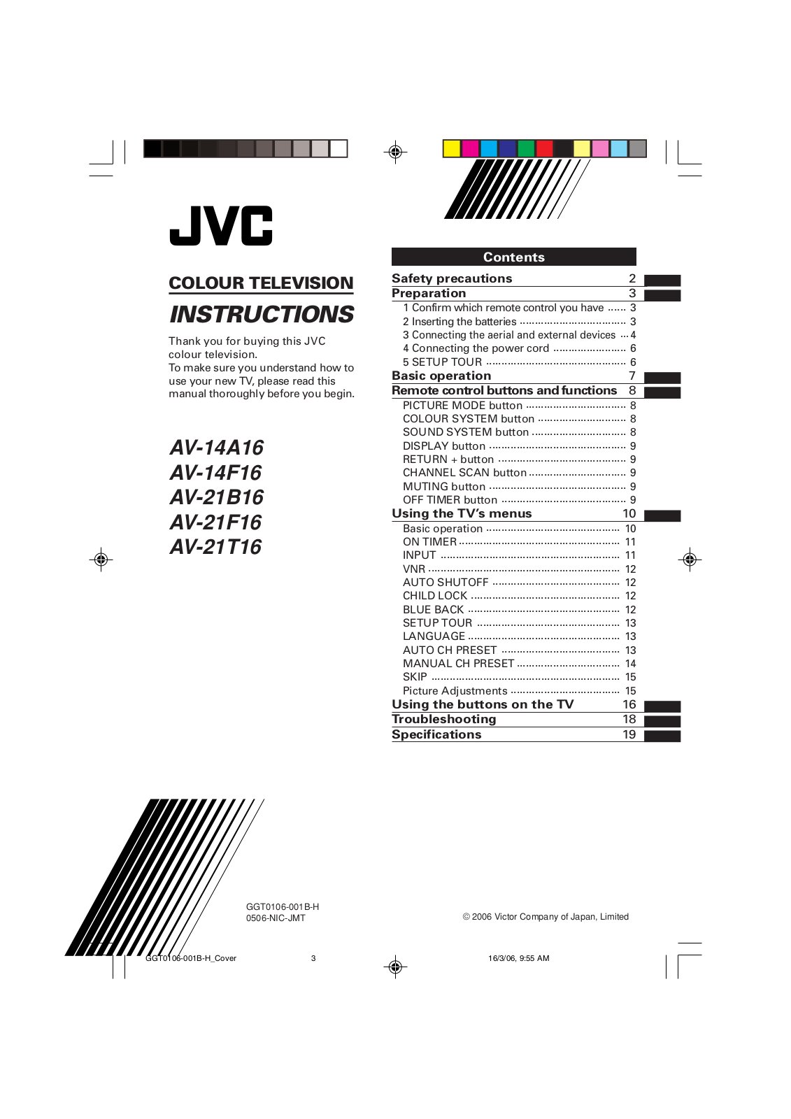 JVC AV-21F16, AV-14F16, AV-14A16, AV-21B16, AV-21T16 User Manual