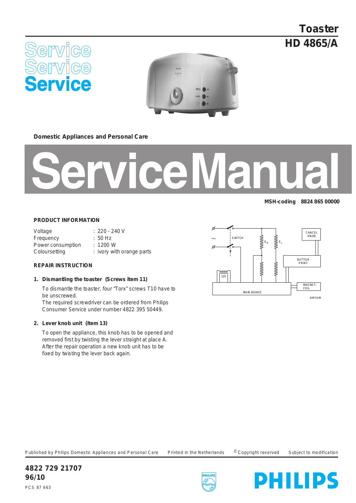 Philips HD4865A Service Manual