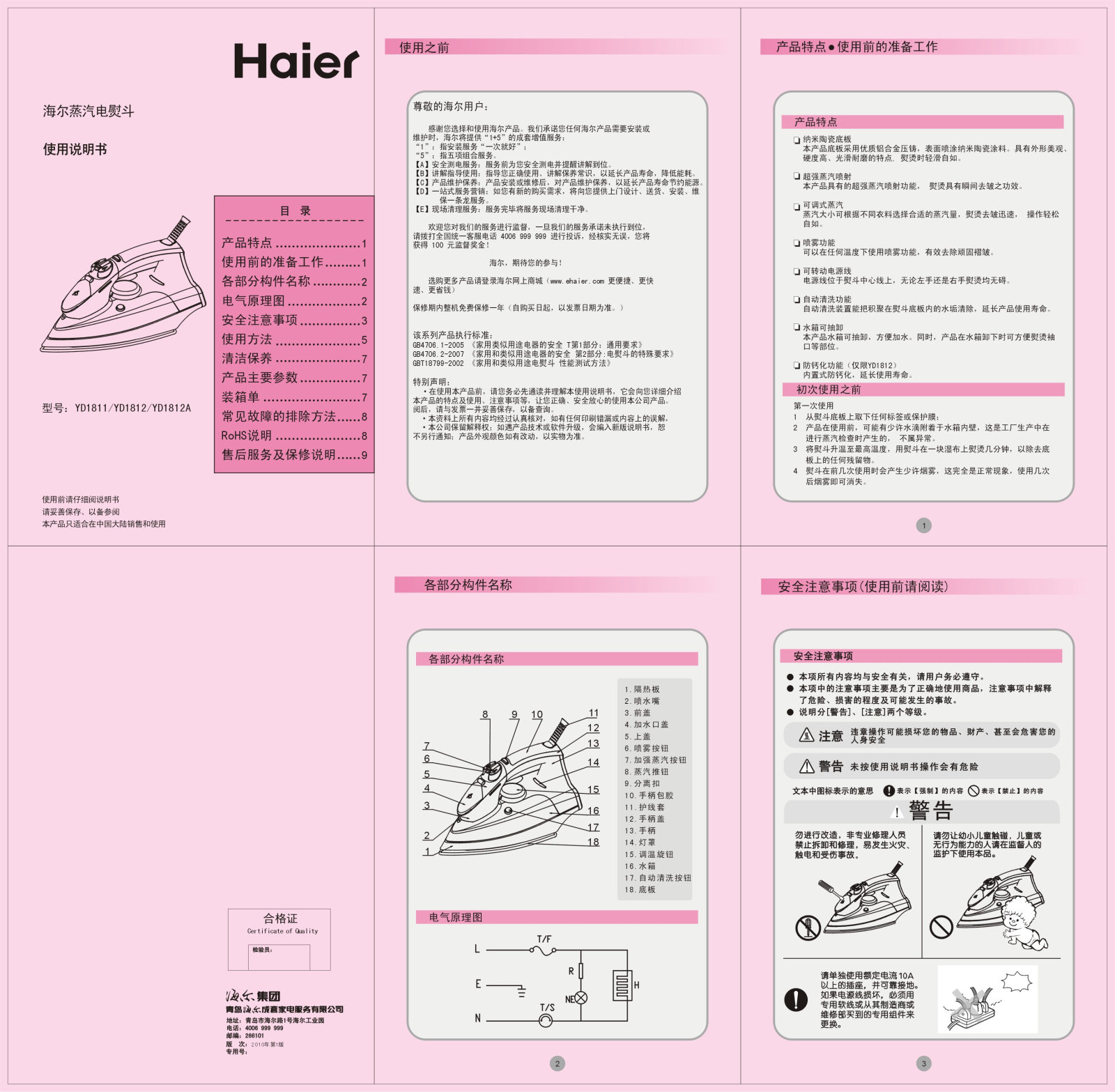 Haier YD1811, YD1812, YD1812A User Manual