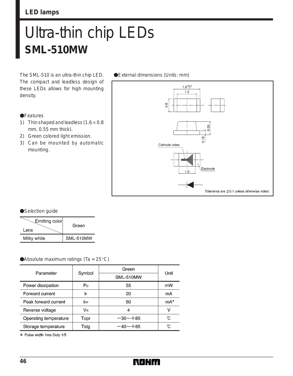 ROHM SML-510MW Datasheet