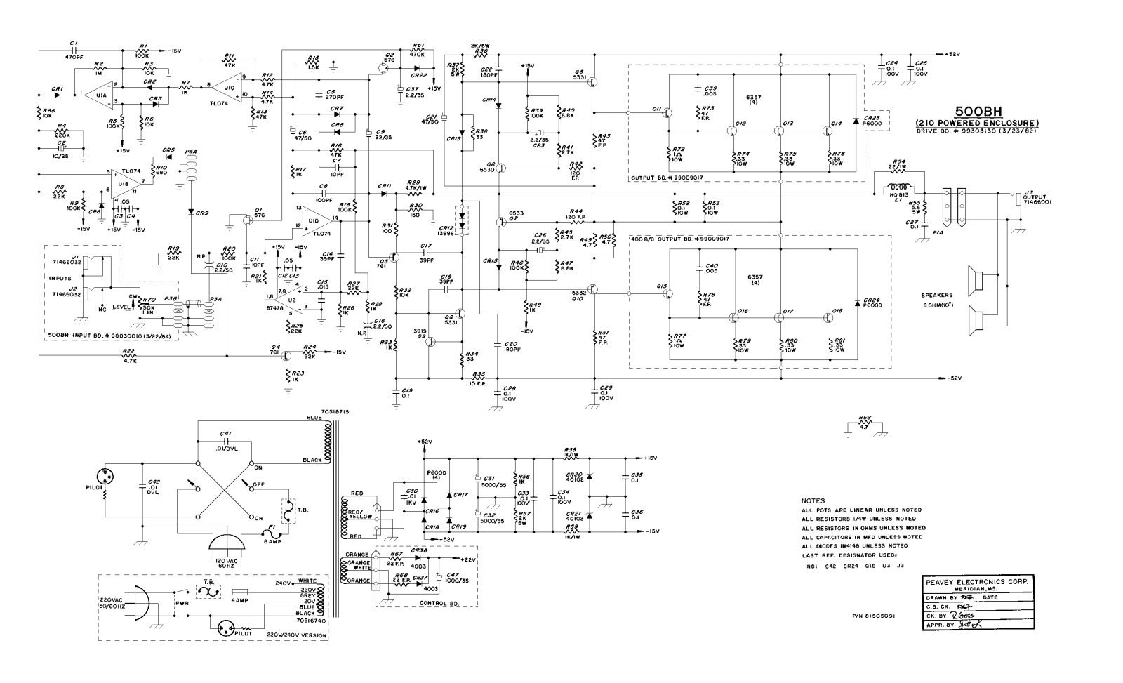 Peavey Electronics 500-BH Schematic