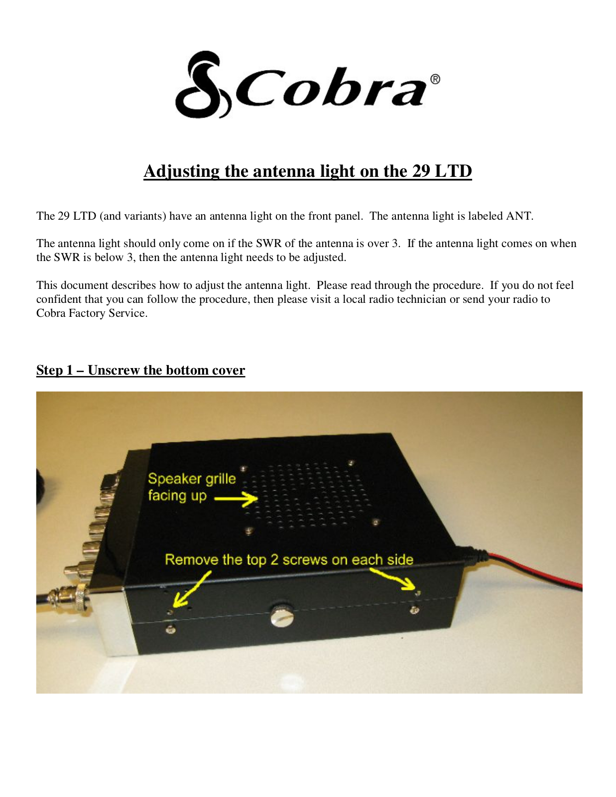 Cobra 29 LTD User Manual
