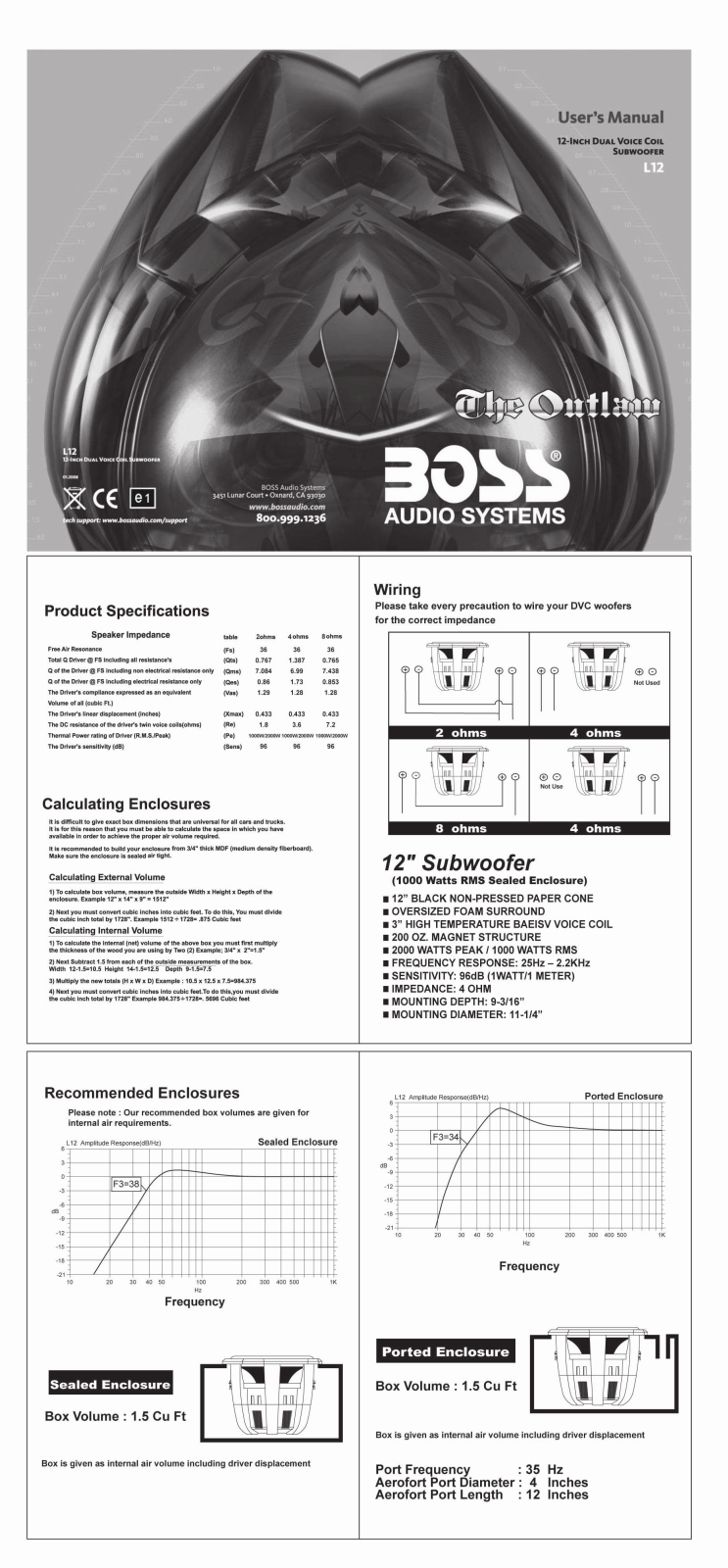 Boss Audio THE OUTLAW L12 User Manual