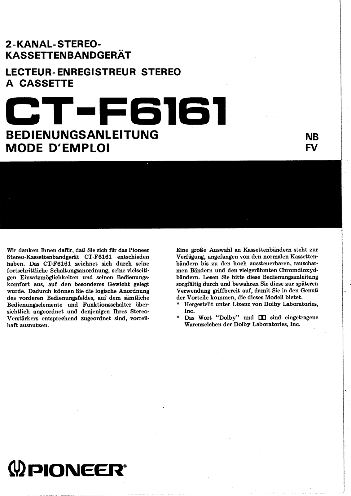 Pioneer CTF-6161 Owners manual