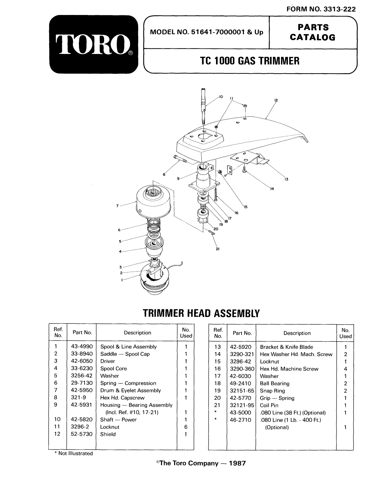 Toro 51641 Parts Catalogue