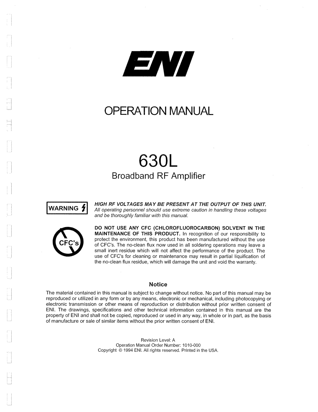 ENI 630L User Manual