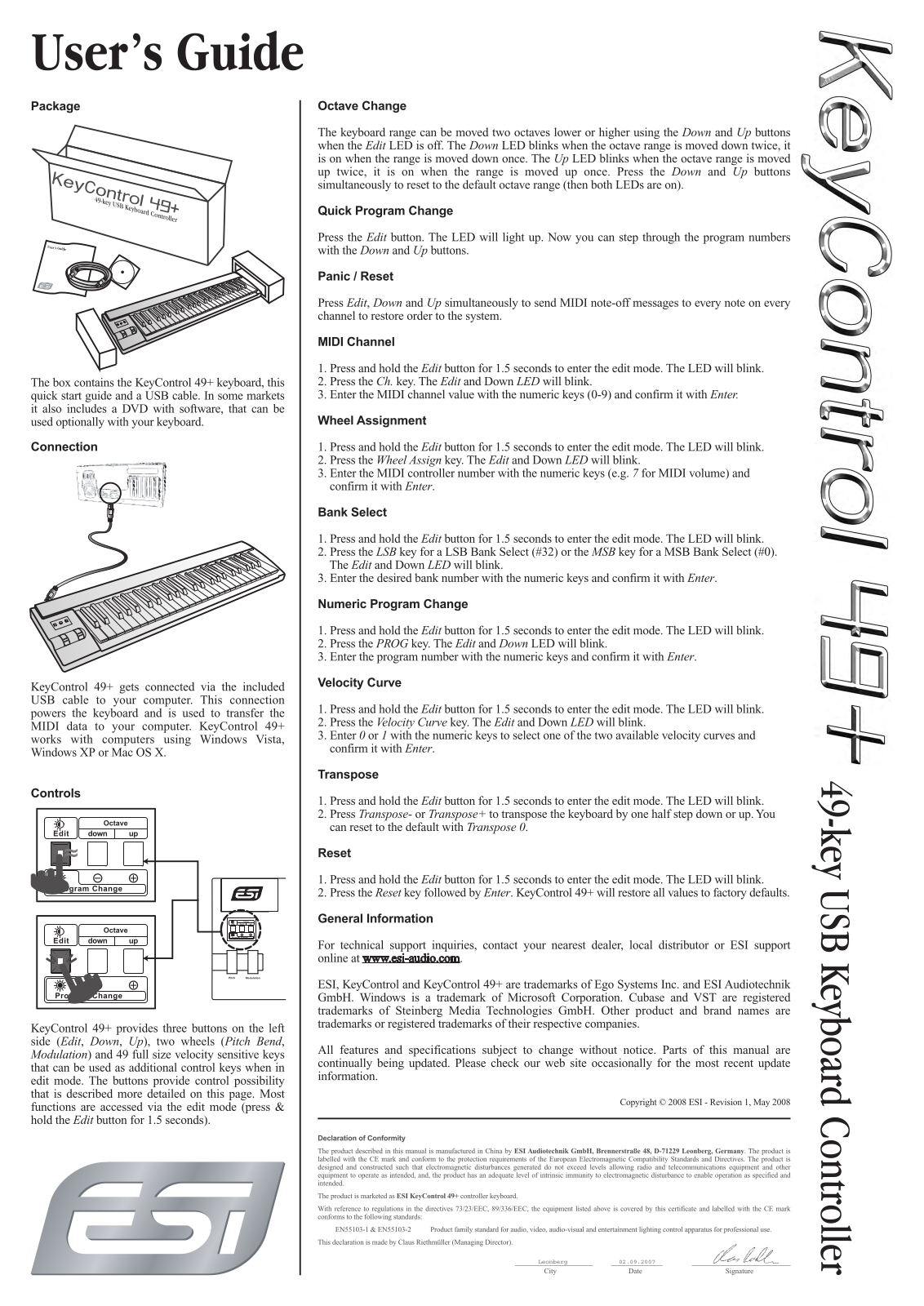 ESI KeyControl 49 User’s Guide